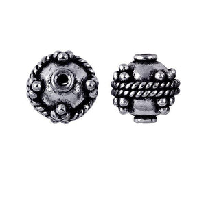 Silver overlay over copper handcrafted rope band bead from India with antique silver finish