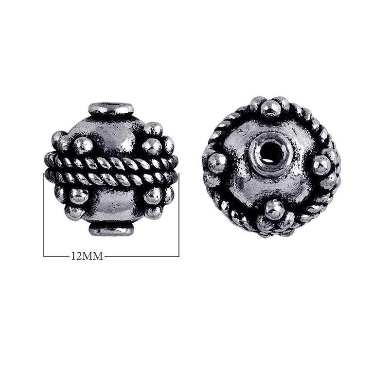 Silver overlay over copper handcrafted rope band bead from India with antique silver finish