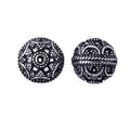 Silver overlay over copper handcrafted ornamental circle bead from India with antique silver finish