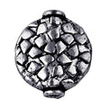 Silver overlay over copper handcrafted textured mosaic bead from India with antique silver finish