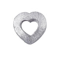 Silver overlay over copper handcrafted open heart bead from India with textured antique finish