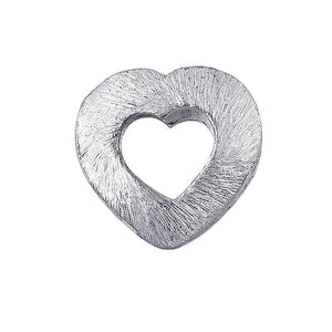 Silver overlay over copper handcrafted open heart bead from India with textured antique finish