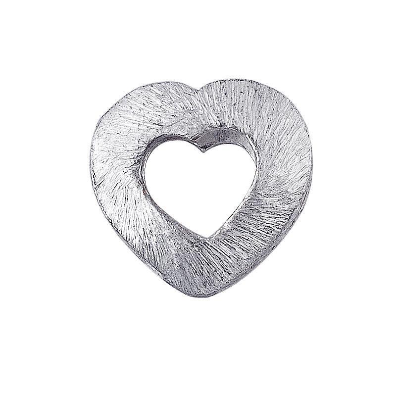 Silver overlay over copper handcrafted open heart bead from India with textured antique finish
