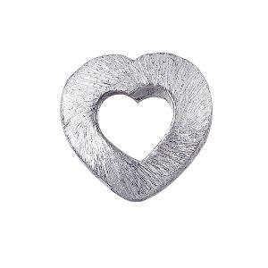 BSF-168 Silver Overlay Heart Shape Brushed Bead Beads Bali Designs Inc 