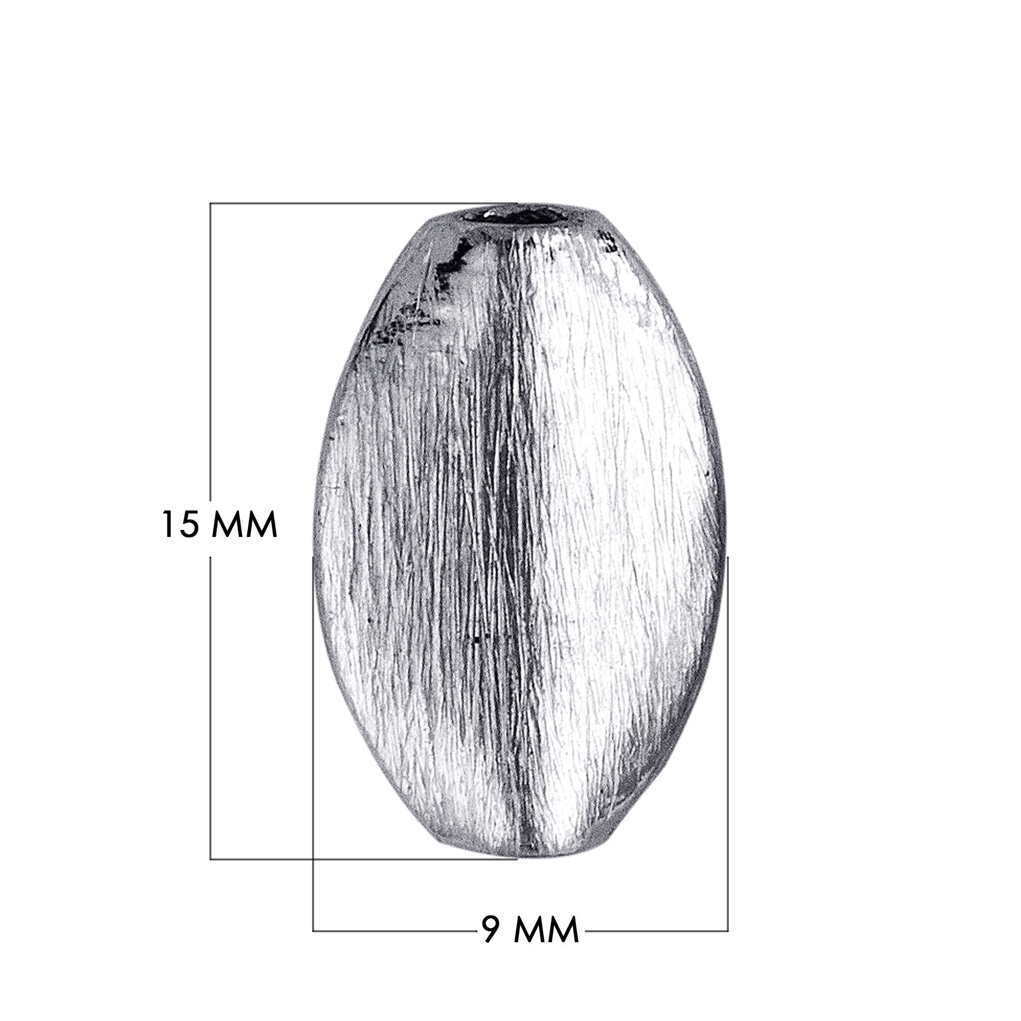 Silver overlay over copper handcrafted oval barrel bead from India with brushed antique finish