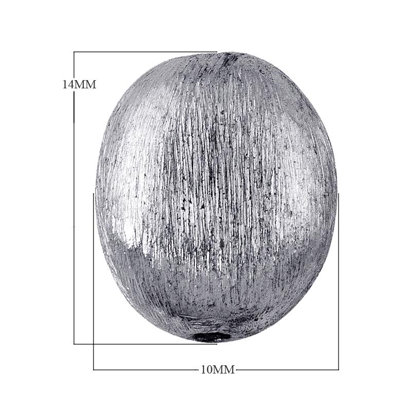 BSF-173-10X14MM Silver Overlay Oval Shape Brushed Bead Beads Bali Designs Inc 