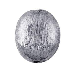 BSF-173-10X14MM Silver Overlay Oval Shape Brushed Bead Beads Bali Designs Inc 