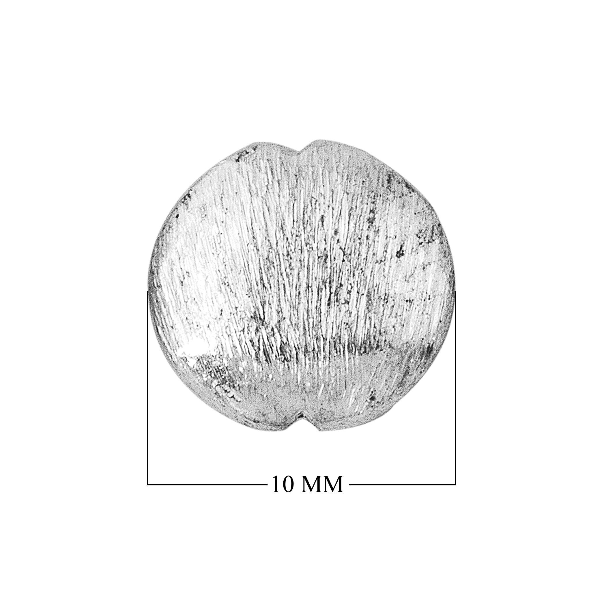 BSF-176-10MM Silver Overlay Circle Shape Brushed Bead Beads Bali Designs Inc 