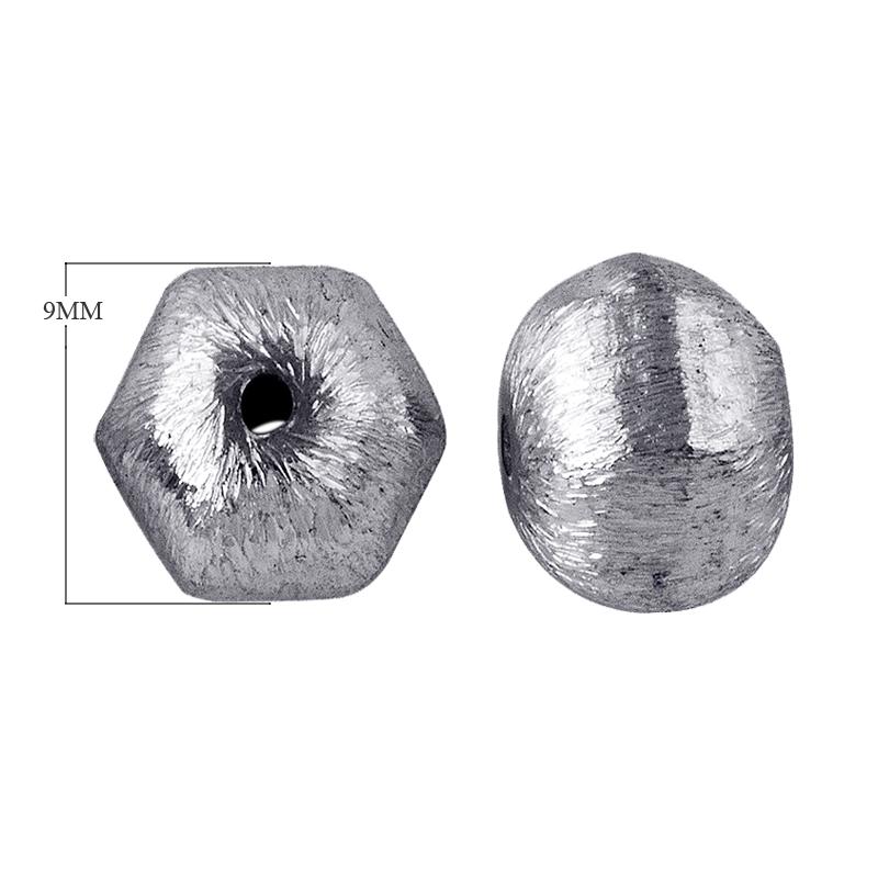 BSF-183 Silver Overlay Hexagon Shape Brushed Bead Beads Bali Designs Inc 