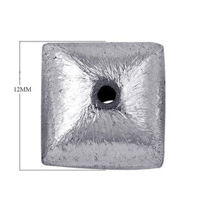 BSF-187-12MM Silver Overlay Square Shape Brushed Bead Beads Bali Designs Inc 