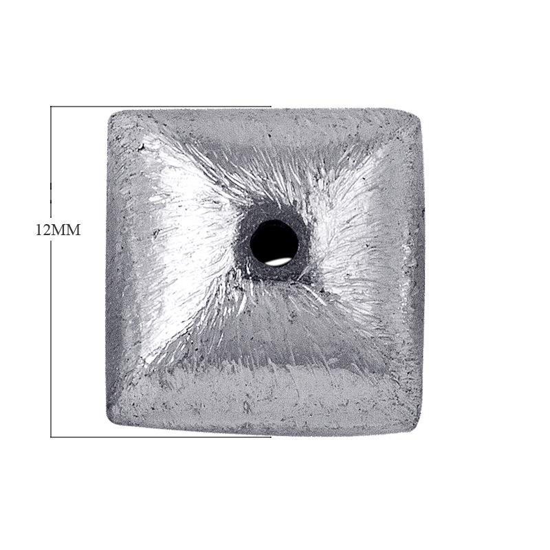 BSF-187-12MM Silver Overlay Square Shape Brushed Bead Beads Bali Designs Inc 