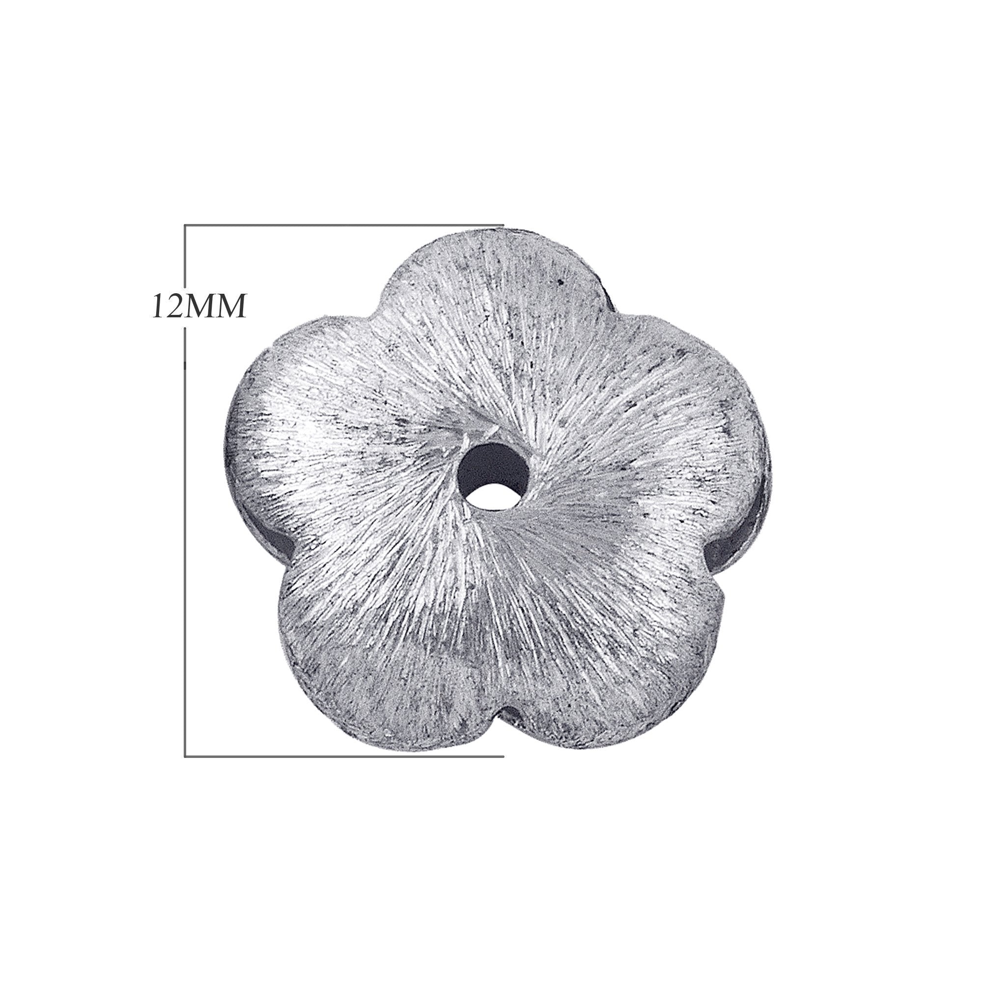 BSF-208-12MM Silver Overlay Flower Shape Brushed Bead Beads Bali Designs Inc 