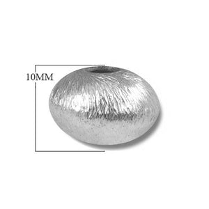 BSF-229-10MM Silver Overlay Flat Round Shape Brushed Bead Beads Bali Designs Inc 