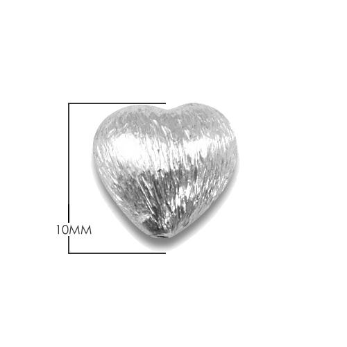 BSF-235 Silver Overlay Heart Shape Brushed Bead Beads Bali Designs Inc 