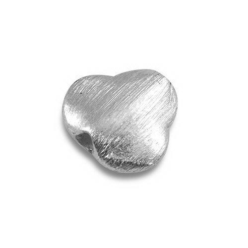 Handcrafted silver overlay over copper heart-shaped bead with textured finish made in India