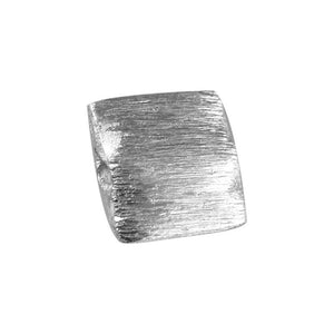 Handcrafted silver overlay over copper curved rectangular bead with textured finish made in India