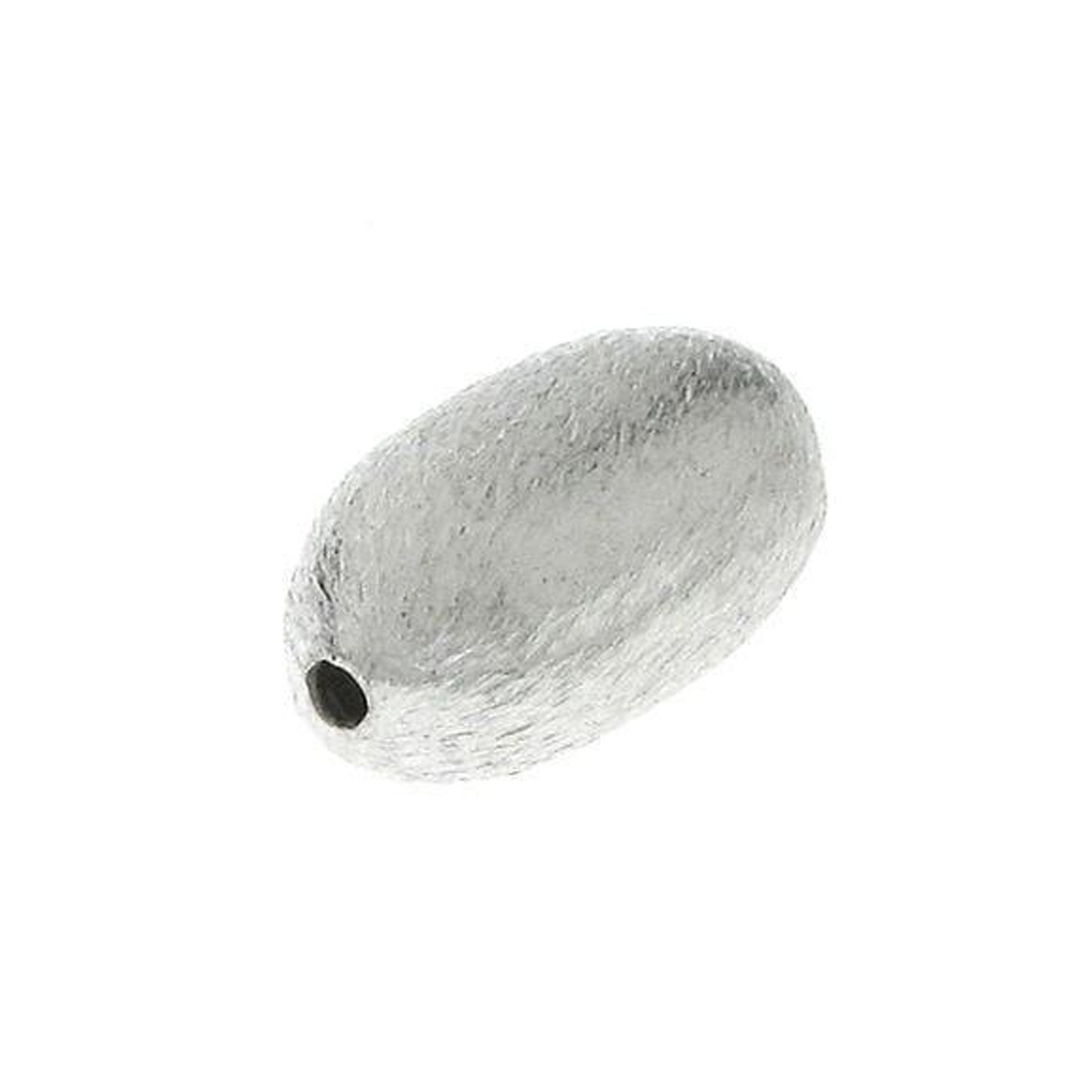 Handcrafted silver overlay over copper oval barrel bead with textured finish made in India