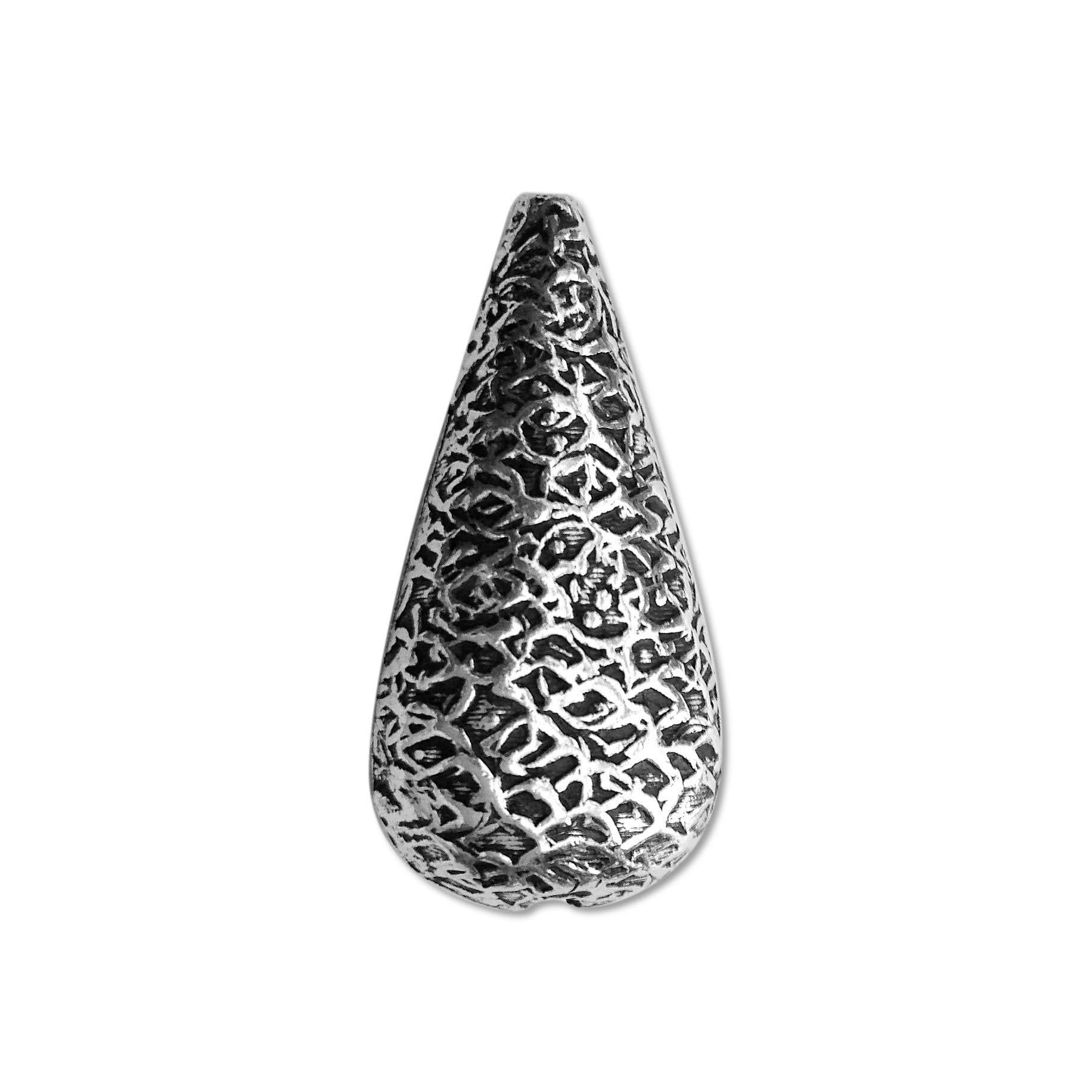 Silver overlay textured cone bead handcrafted in India with oxidized finish for wholesale jewelry making