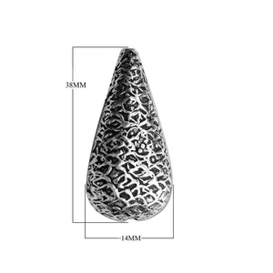 Silver overlay textured cone bead handcrafted in India with oxidized finish for wholesale jewelry making