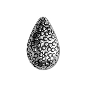 Silver overlay over copper textured teardrop bead handcrafted in India for wholesale jewelry making