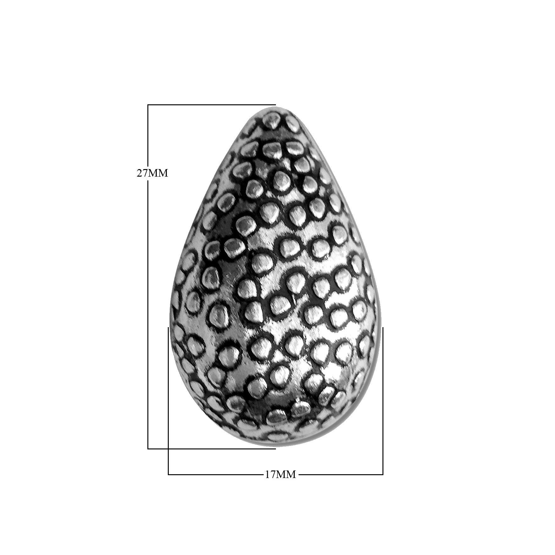 Silver overlay over copper textured teardrop bead handcrafted in India for wholesale jewelry making