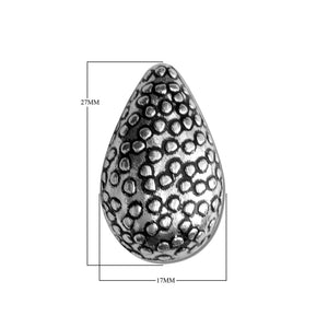 Silver overlay over copper textured teardrop bead handcrafted in India for wholesale jewelry making