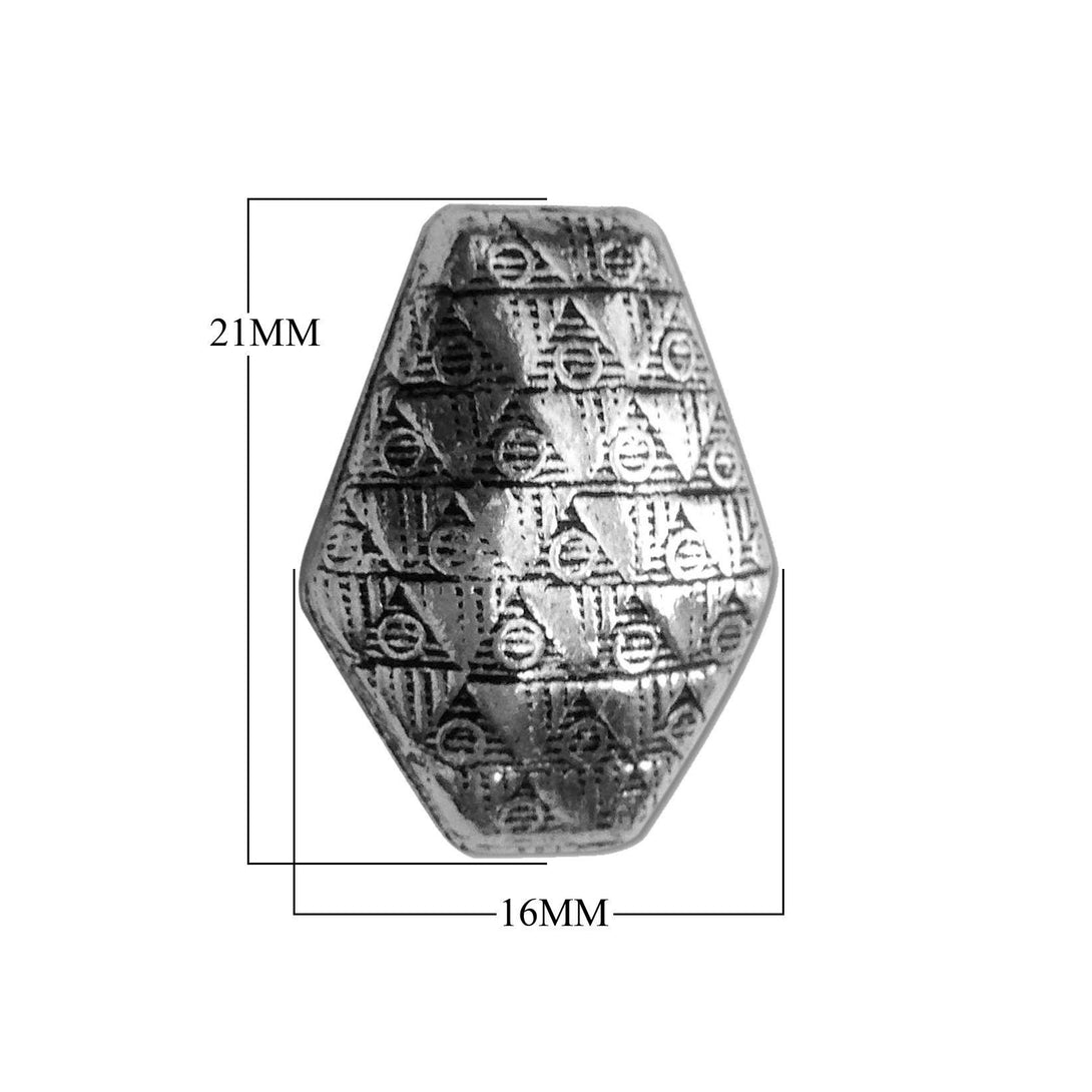 BSF-291 Silver Overlay Hexagon Shape Motif Bead Beads Bali Designs Inc 