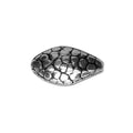Handcrafted oval bead cap with silver overlay over copper, featuring organic pebble texture and oxidized finish, made in India.