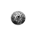 Handcrafted round silver overlay over copper bead with concentric circular Indian design and antique finish