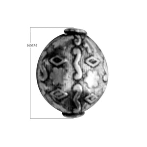 Handcrafted spherical silver overlay over copper bead with diamond and wave engraved Indian design