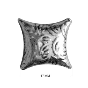 Handcrafted cushion shape silver overlay over copper bead with engraved Indian texture and antique finish