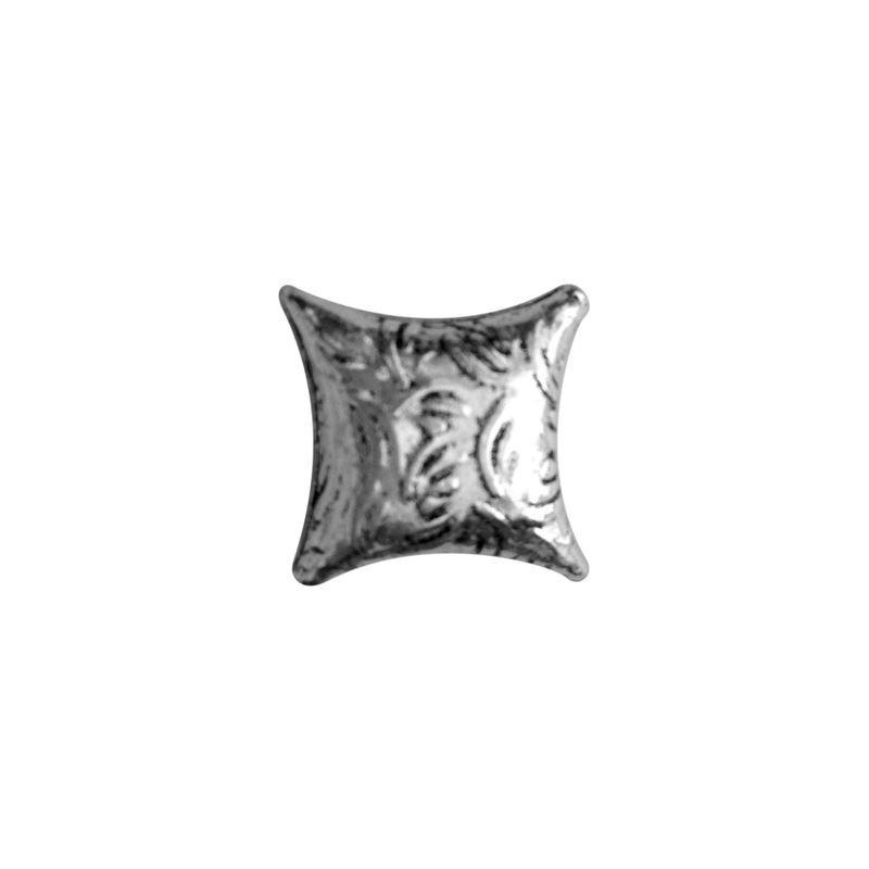 Handcrafted cushion shape silver overlay over copper bead with engraved Indian texture and antique finish
