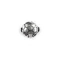 Handcrafted round silver overlay over copper bead with hexagonal geometric Indian design and antique finish