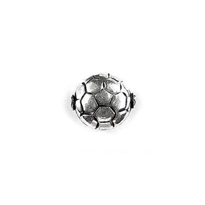 Handcrafted round silver overlay over copper bead with hexagonal geometric Indian design and antique finish