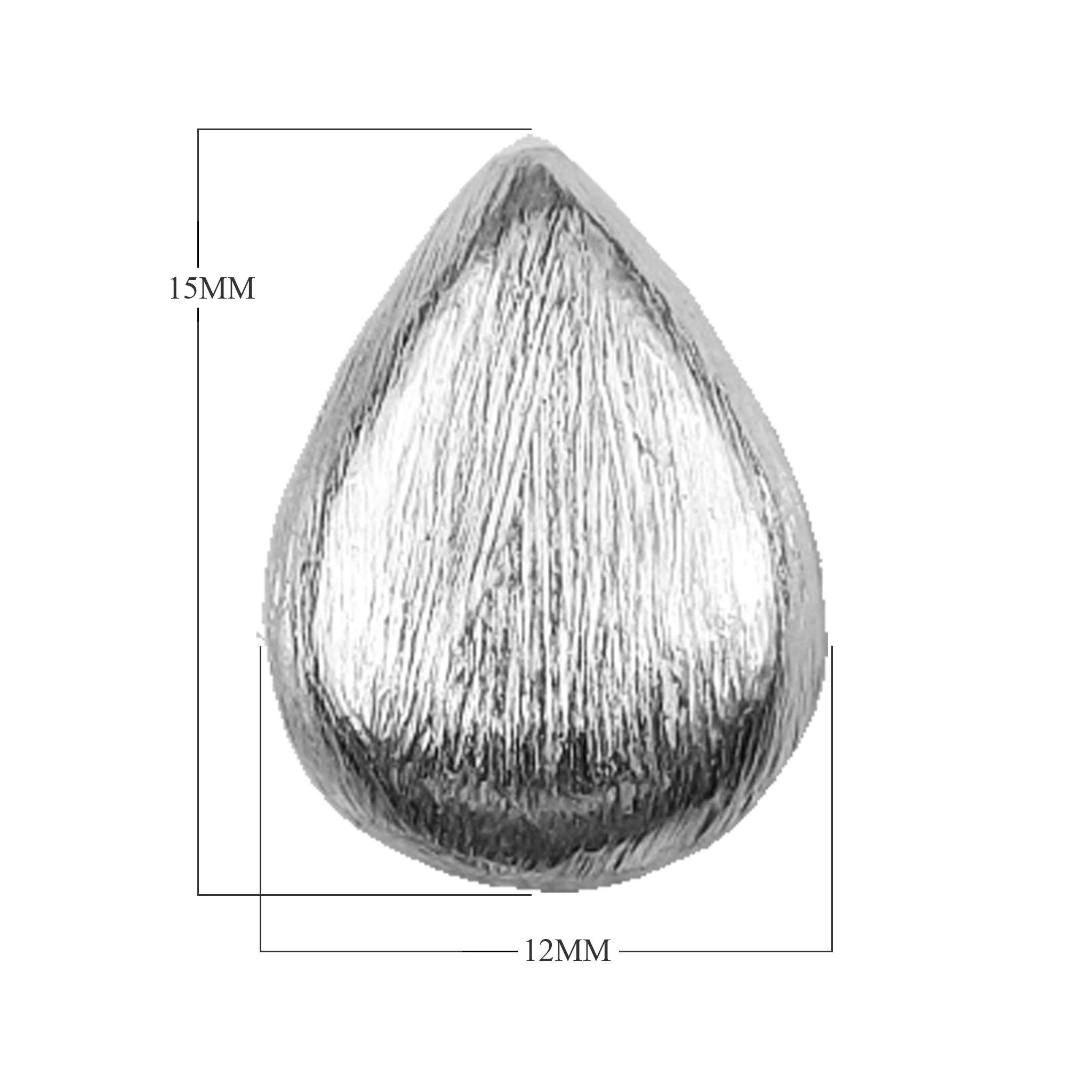 BSF-357-15X12MM Silver Overlay Pears Shape Brushed Bead Beads Bali Designs Inc 