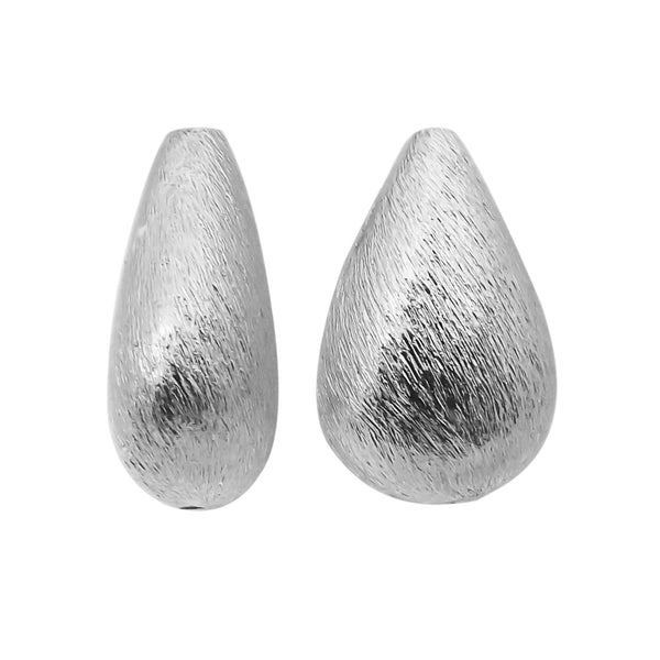 BSF-357-18X12MM Silver Overlay Pears Shape Brushed Bead Beads Bali Designs Inc 