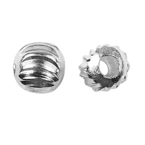 Handcrafted silver overlay over copper round bead with spiral groove design and polished finish made in India
