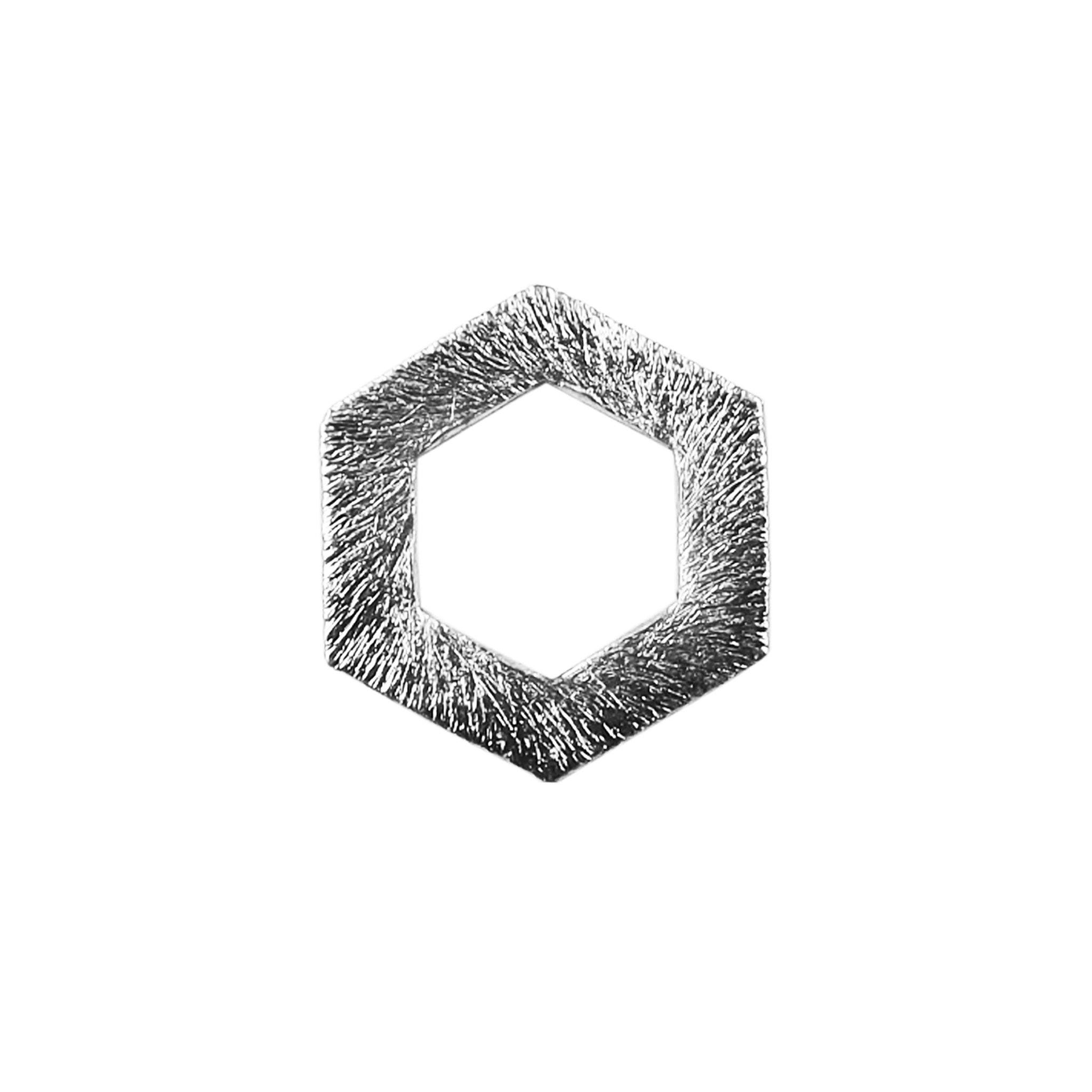 BSF-359 Silver Overlay Hexagon Shape Chip Bead Beads Bali Designs Inc 