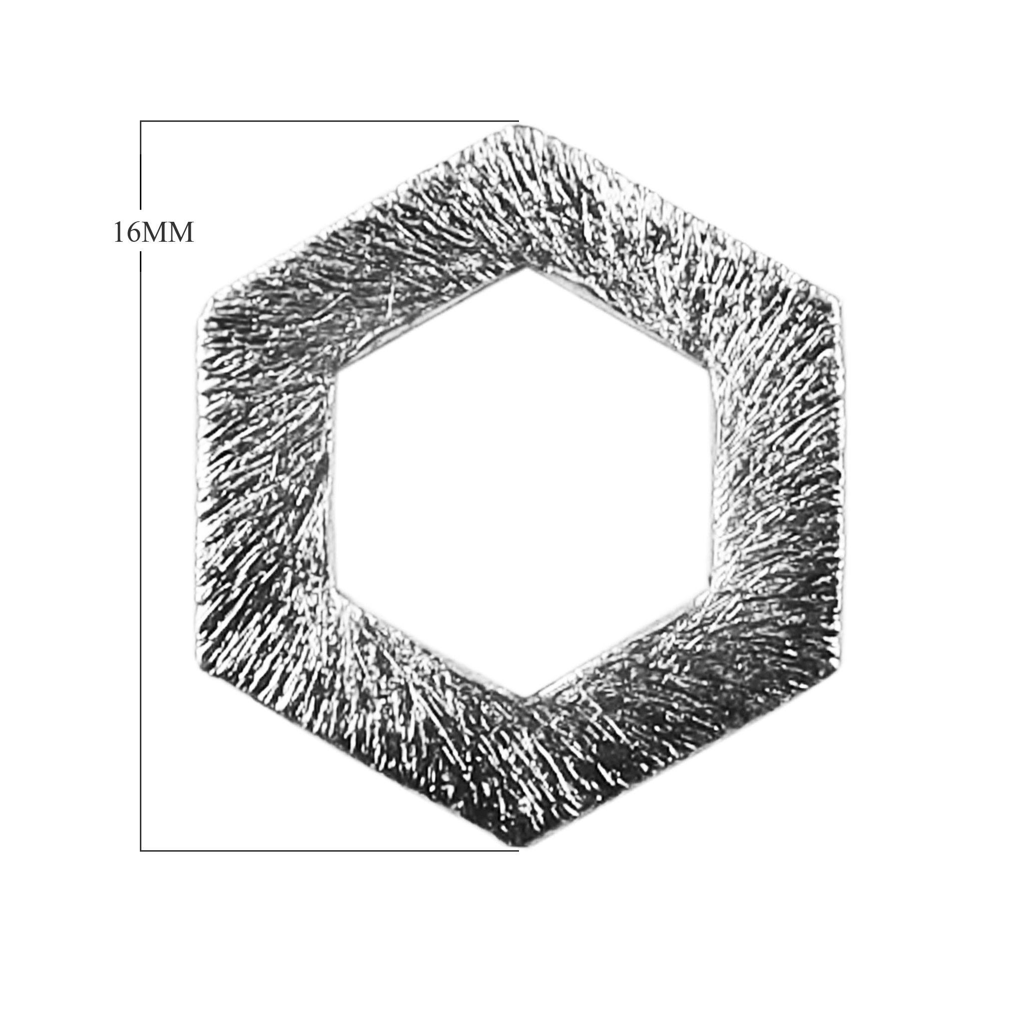 BSF-359 Silver Overlay Hexagon Shape Chip Bead Beads Bali Designs Inc 