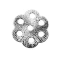 Handcrafted silver overlay over copper floral disc bead with multiple holes and textured finish made in India