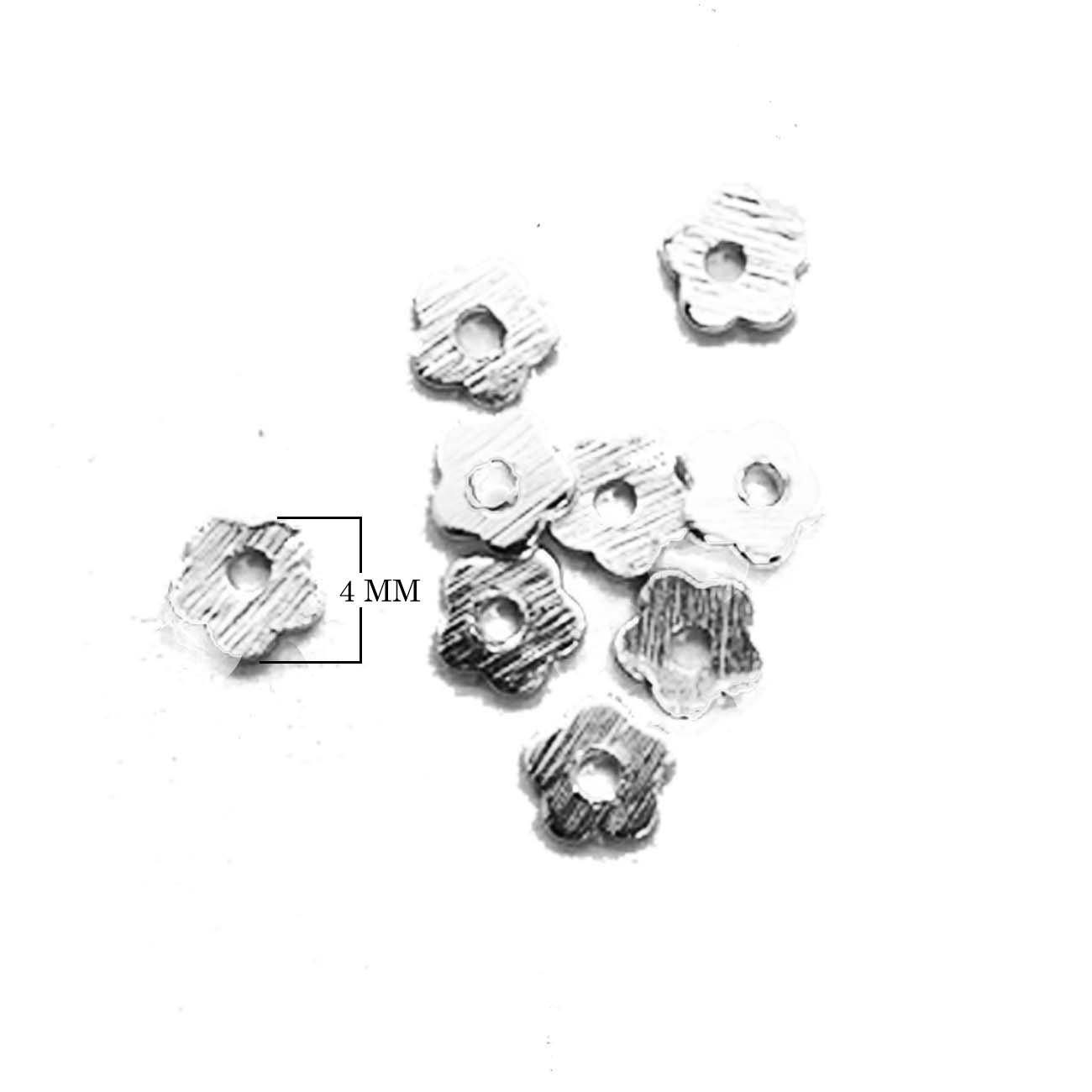 Bulk handcrafted Silver Overlay Over Copper floral spacer beads with textured silver finish, made in India for jewelry manufacturers.