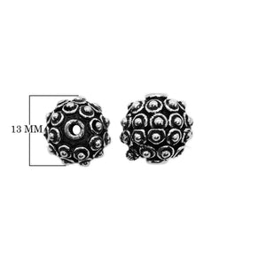 Bulk handcrafted Silver Overlay Over Copper dome beads with raised circular dot detailing and antique silver finish, made in India.