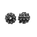 Bulk handcrafted Silver Overlay Over Copper dome beads with raised circular dot detailing and antique silver finish, made in India.