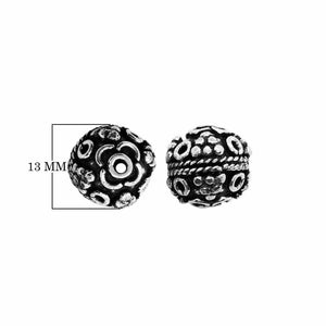 Bulk handcrafted Silver Overlay Over Copper spherical beads with floral motif and antique silver finish, made in India for jewelry manufacturing.
