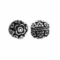 Bulk handcrafted Silver Overlay Over Copper spherical beads with floral motif and antique silver finish, made in India for jewelry manufacturing.