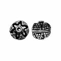 Bulk handcrafted Silver Overlay Over Copper textured round beads with raised dotted pattern and antique silver finish, made in India.