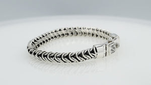 Silver Woven Chain Bracelet With Box Clasp And Safety Latch In 925 Sterling Silver For Wholesale