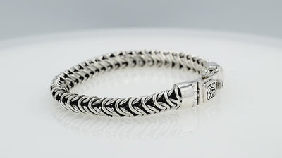 Silver Woven Chain Bracelet With Box Clasp And Safety Latch In 925 Sterling Silver For Wholesale