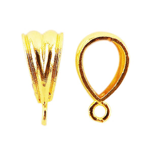 18K Gold Overlay Over Copper handcrafted jewelry bail and cap set, artisan pendant finding from India for wholesale jewelry supply