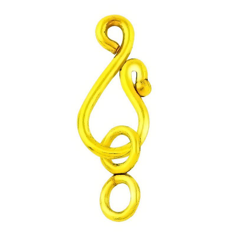 18K Gold Overlay Over Copper decorative S-hook jewelry clasp, handcrafted artisan jewelry component from India for wholesale supply